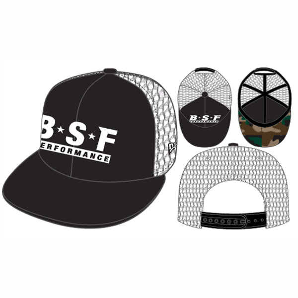 NEW ERA 950 BSF PERFORMANCE BLACK TRUCKER MESH